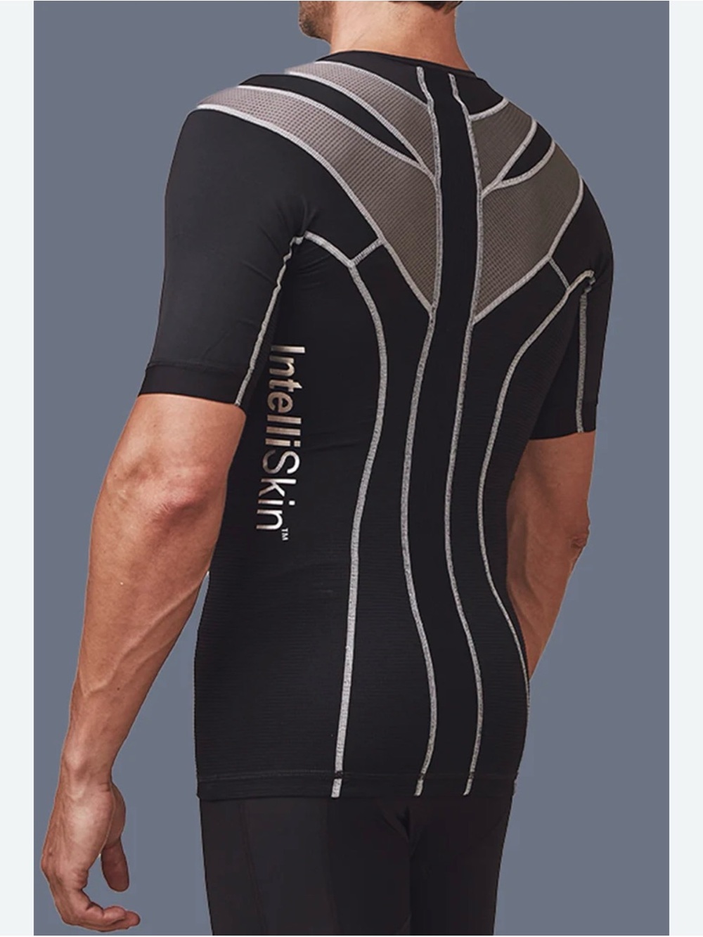 IntelliSkin Black and Gray Compression Shirt Size M men’s gym shirt short sleeve